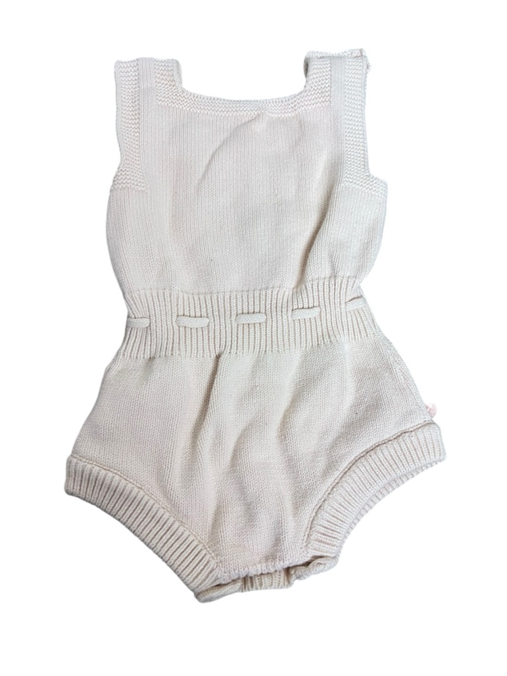 Infant Baby Girl Knit Polka Dot Pom Pom Tank Romper One Piece 3-6 months Summer - Picture 3 of 5